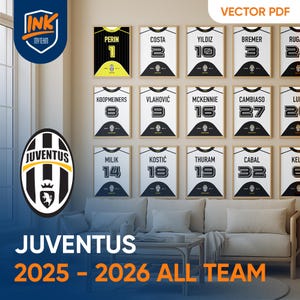 Juventus Team Jersey Poster: 2025-2026 Roster, Soccer Fan Gift (Digital Download)