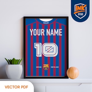 Custom FC Barcelona Jersey Poster: Personalized Football Art (Digital Print)