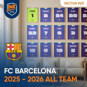 Barcelona 2025-2026 Team Jersey Poster: Soccer Fan Gift (Digital Download)