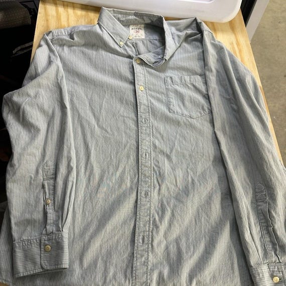 Vintage Fossil Authentic 54 Button Down Shirt Striped Button-Up Shirt Y2K