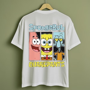 SpongeBob SquarePants PNG, Funny Cartoon Characters Clipart, Retro Nickelodeon Shirt Design, Patrick and Squidward PNG Crafts & Sublimation