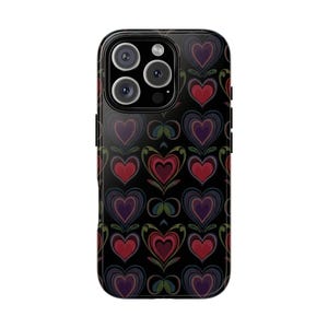 Hearts Red iPhone Case for iPhone 16 iPhone 15 iPhone 14 iPhone 13 iPhone 12 iPhone 11 Pro Girls iPhone Cute Purple Hearts Phone Case