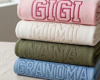 Grandma Sweatshirt Embroidered, Gigi Mimi Nana Sweatshirt, Mother’s Day Gift for Grandma, Personalized Grandma Crewneck