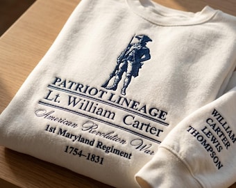 Personalized Descendant of a Patriot Sweatshirt, 4th of July Grandpa Gift, Revolutionary War Ancestor Shirt, Fathers Day Gift