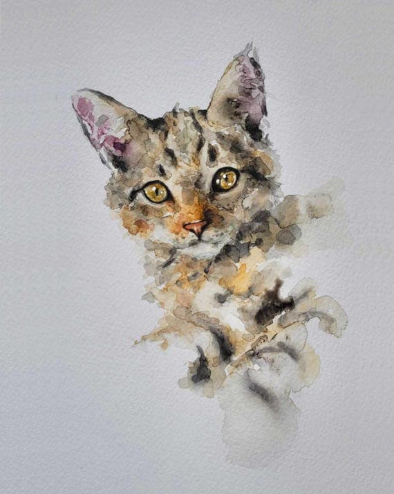 Custom Watercolour Pet Portrait – Hand-Painted Animal Art, Personalised Gift, Commission from Photo