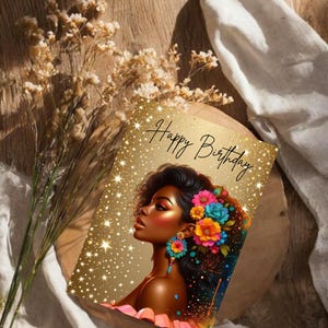 Happy Birthday, Black Greeting Cards, African American Greeting Cards, Birthday Cards for Black Women, Melanin Greeting Cards,
