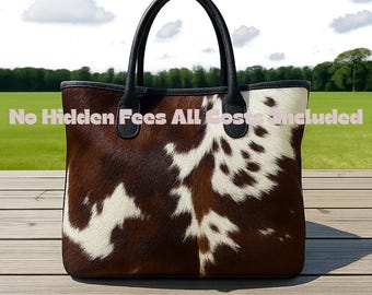 Handmade Cowhide Leather Tote Bag | Custom Personalized Bag |  Valentin's gift