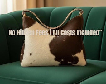 Fur Shoulder Tote bag  Handmade Cowhide Hobo Bag Leather