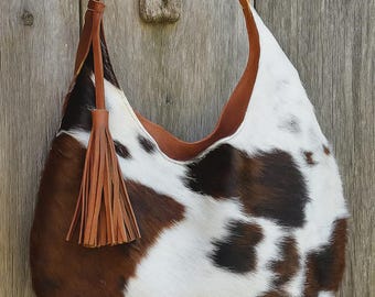 Cowhide Leather Tote – Genuine Handmade Shoulder Bag, Gift for her