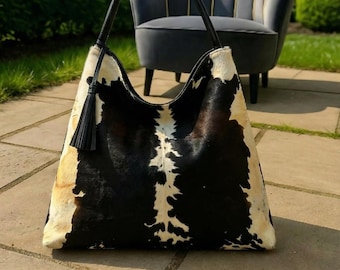 Cowhide Leather Tote Shoulder Bag