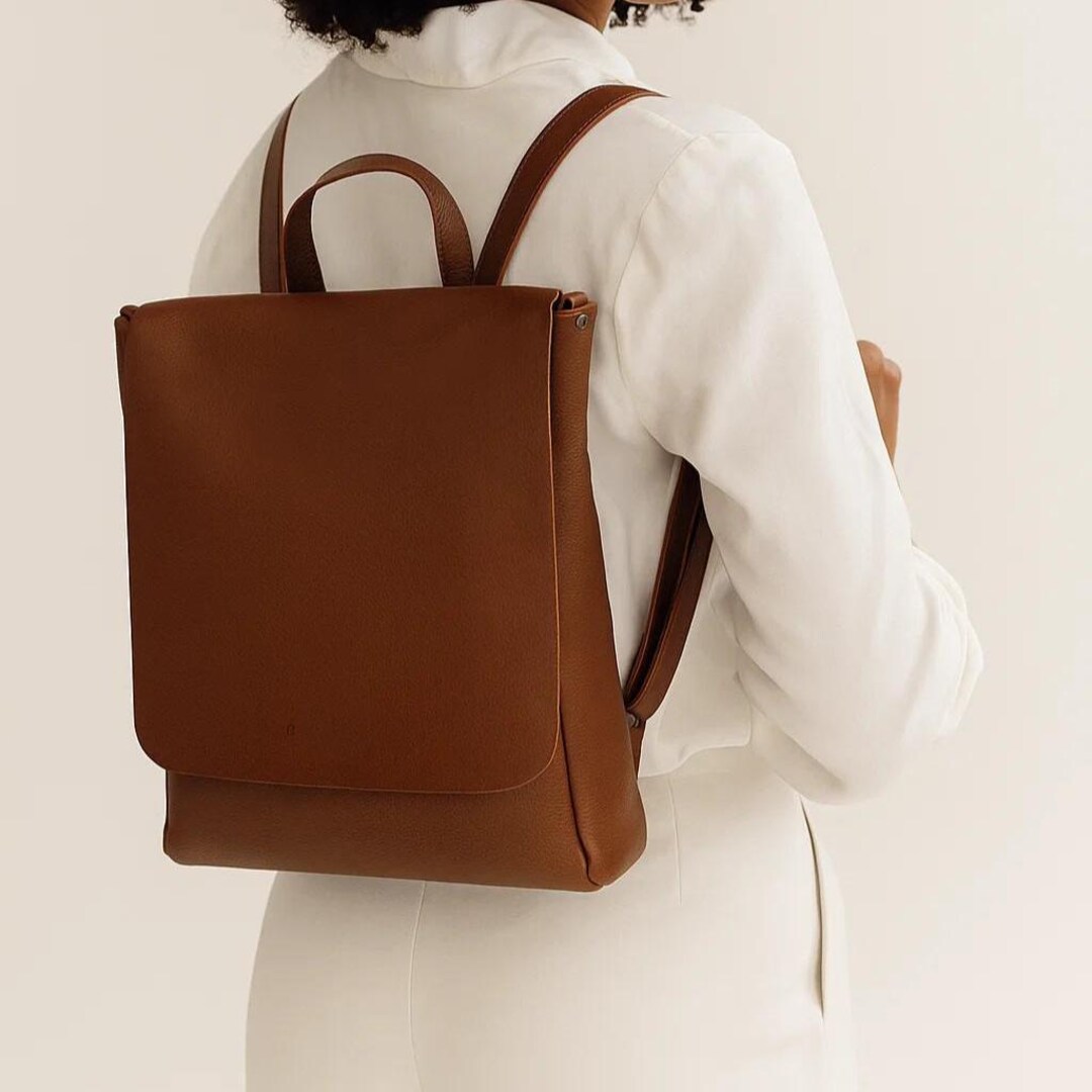 Handmade Genuine Leather Backpack | Minimalist Brown Laptop Rucksack - Etsy