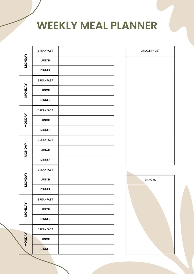 Weekly Meal Planner for Families | Printable Meal Schedule &amp; Grocery ...
