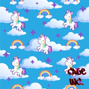 Unicorn rainbow sky seamless png file instant digital download