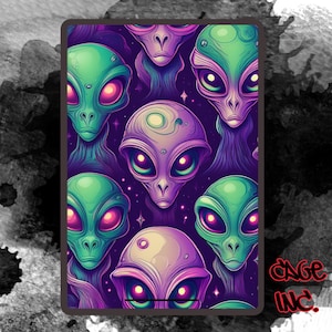 Alien head seamless pattern png file digital download