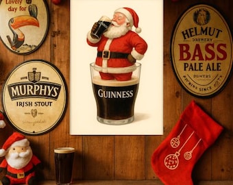 Santa Loves Guinness Bar Sign: Digital Download for Guinness Lovers