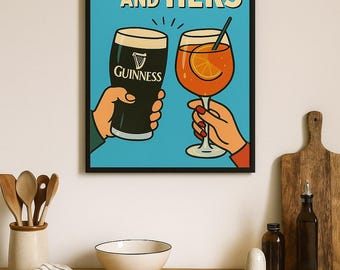 His and Hers - Guinness and Aperol Spritz Print (Blue)