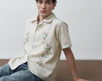 Pickle Projects— bloom-line vintage hand embroidered shirt