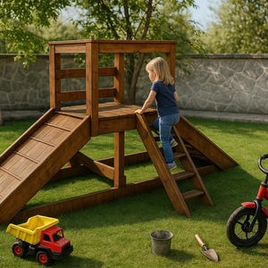 DIY Kids Playset Plan with Slide: Backyard Playground Blueprint (PDF Download)