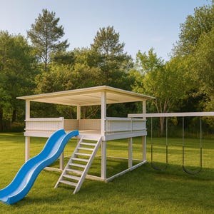 DIY Adventure Playhouse Plans with Swing & Slide | Backyard Wooden Play House Design | Kids Outdoor Playground Building Guide