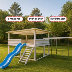 DIY Adventure Playhouse Plans with Swing & Slide: Backyard Playground Building Guide (PDF Download