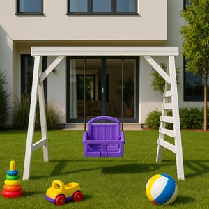 DIY Toddler Swing Set Plans – Wooden A-Frame with Ladder – Backyard Play Structure – Easy Lumber Build - Kids Swing Set Plans