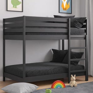 Kids Bed Plan | Twin Over Twin Wooden Bed Frame with Ladder & Guard Rails | Sturdy Modern Bunk Bed Building Plans | Kids DIY Plans
