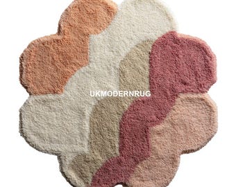 Colorful Abstract Area Rug, Modern Geometric Plush Design