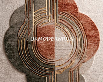 Handgjord ullmatta, modern geometrisk plyschstruktur, anpassningsbar