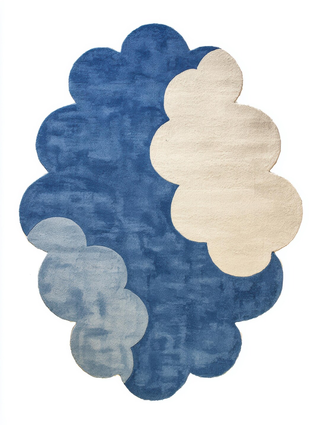 Cloud Pattern Rug Hand Tufted Cloud Rug 6x8, Blue Sky Wool Carpet, Irregular Shape ...