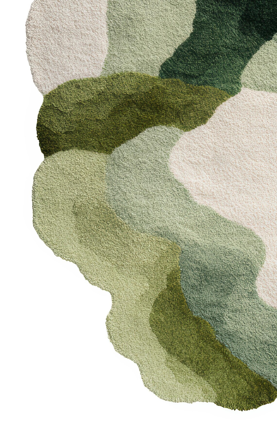 Patterned Green Rug Abstract Design Organic Green Abstract Rug Wavy Botanical Hand-tufted Carpet for Living ...