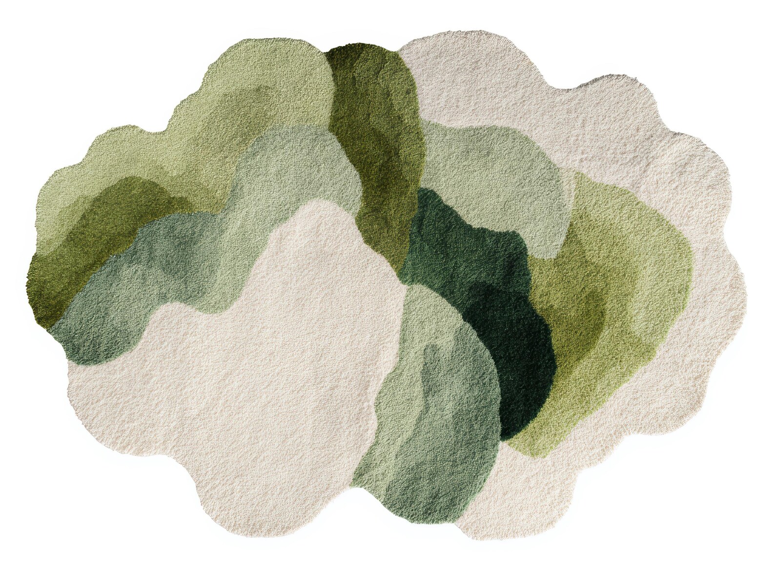 Organic Green Abstract Rug Wavy Botanical Hand-tufted Carpet for Living ...