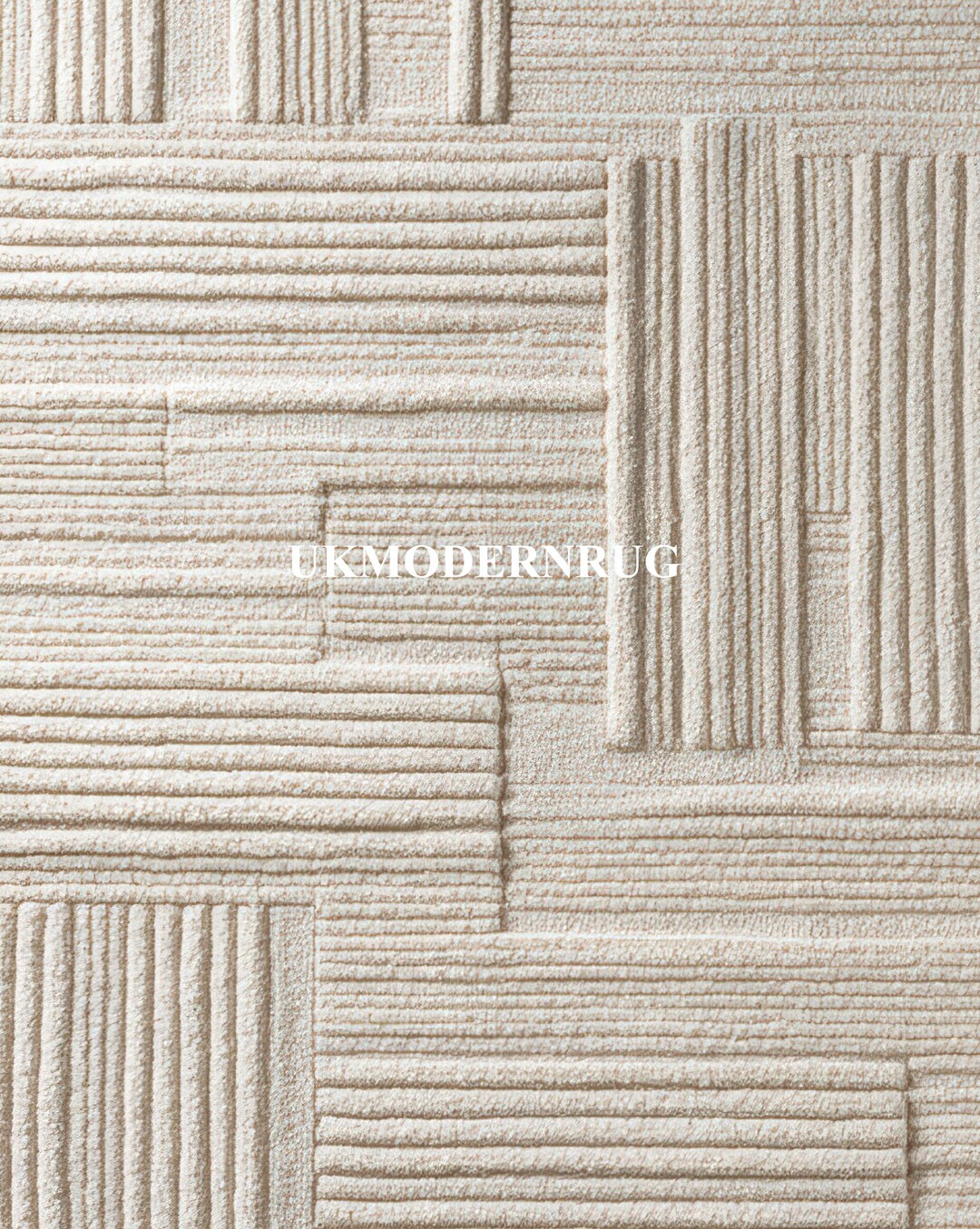 Handmade Boho Wool Blend Rug, Textured Geometric Neutral Area Rug (8X10 ...