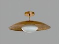 Mid Century Modern Elegant Brass Perforated Flush Mount Ceiling Light With Glass Globe