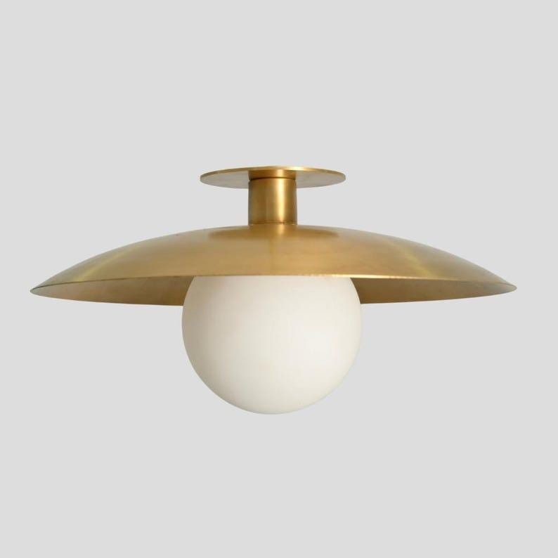 Elegant mässingstaklampa - Glasglob Infälld belysning bild 2