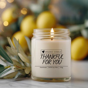 Thankful for you – Emotional gift candle in a glass jar | 120ml soy wax | Scented candle with saying | Gift for friends, family & partners