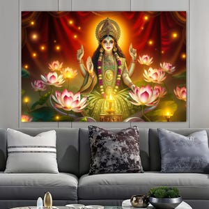 Lakshmi Wall Art, Hindu God Wall Decor, Goddess Wall Decor, Tempered Glass Wall Art, Wall Hangings, Religious Wall Art, Housewarming Gifts