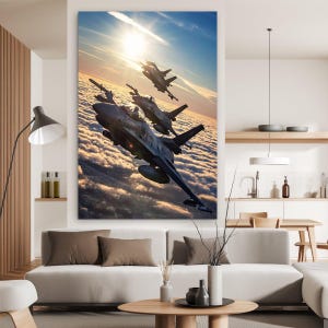 F16 Wall Decor, F16 Wall Painting Glass Printing, Aviation Wall Art, Large Wall Art, Jet Plane Wall Art,War Aircraft Tempered Glass Wall Art