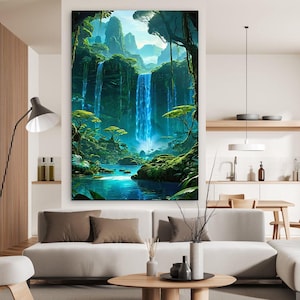 Waterfall Tempered Glass Wallart, Paradise Waterfall Wall Art, Nature Glass Decor, Waterfall Tempered Glass, Glass Wall Decor, Wall Hangings