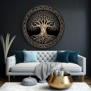 Celtic Tree of Life Tempered Glass Wall Art - Circle Decor