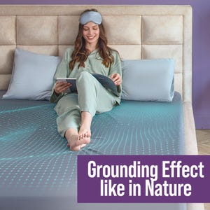 Grounding Luxury Organic Cotton Fitted Bed Sheet with 22% Silver Fiber &  Sleep Mask Silver