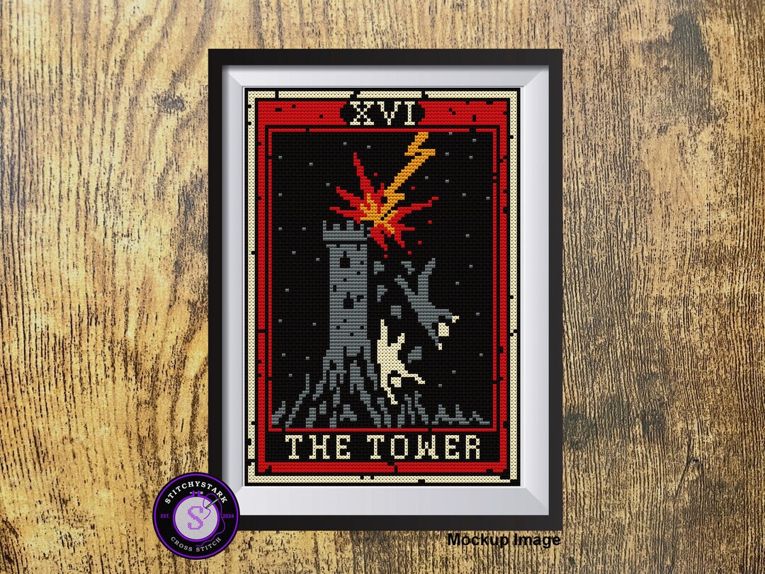 Tarot XVI the Tower Digital Cross Stitch Pattern - Etsy