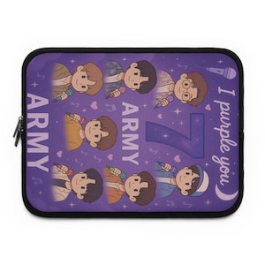 KPop Chibi Laptop Sleeve: "I Purple You" Fan Art Computer Case