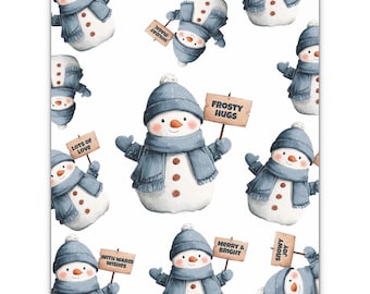 Snowman holding signs Wrapping Paper Sheets | Christmas Gift Wrap