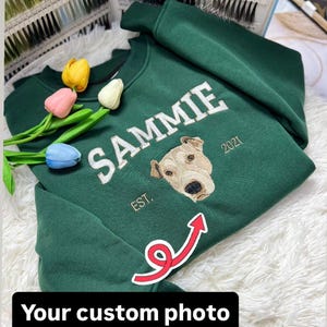 Custom Pet Embroidered Sweatshirt, Custom Pet Embroidered shirt, Pet Hoodie, Personalized Pet Face and Pet name Sweatshirt,Personalized Gift