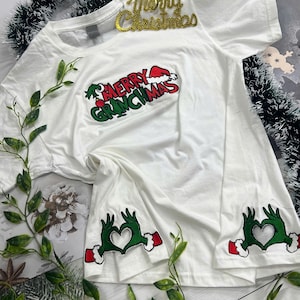 Merry Grinchmas – Grinch style Christmas embroidered shirt, unique Christmas embroidered shirt, Christmas gift