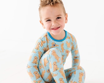 Golden Retriever Bamboo Pajamas Set: Soft Kids Sleepwear