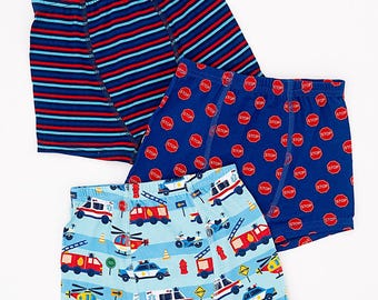 Emergency Vehicles Bamboo Boxer Briefs: Soft Eco-Friendly Kids Underwear