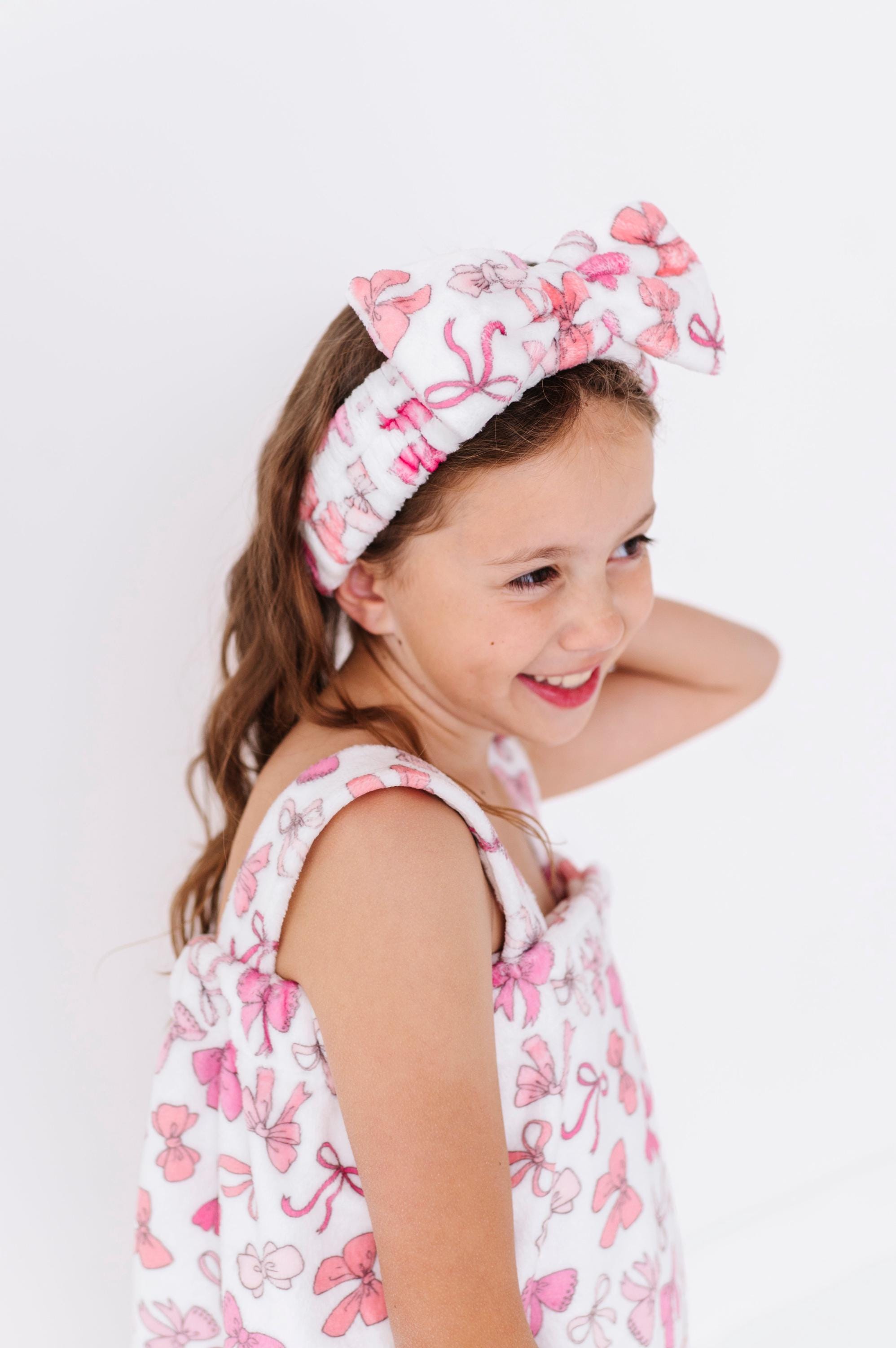 Pink Bows - Bow Headband: Soft Fleece to Remove Makeup 