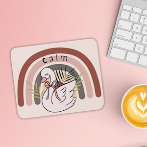 Majestic Swan Mouse Pad, Nature Animal Desk Mat, Trendy Decorative Office Accessory
