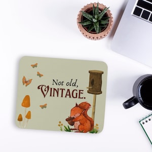 Vintage Forest Mouse Pad, Small Squirrel Desk Mat, Nature Office Decor, Employee Thank You Gift
